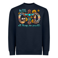 Navy with god all things are possible cross Heavyweight Sweatshirt - Zillion Design Studio