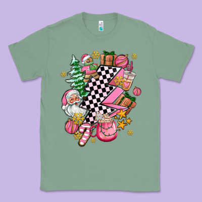 Pink Christmas Lightning Bolt Classic Tee Designed By Adodesignshop