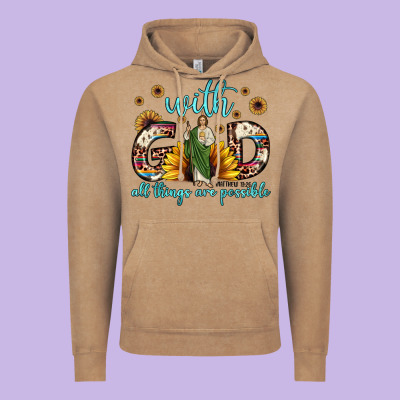 With God All Things Are Possible Matthew 19 26 Vintage Hoodie Designed By Jahusdesignshop