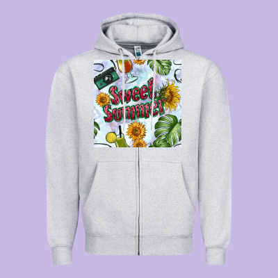 Sweet Summer Seamless Pattern Zipper Hoodie Designed By Bundleandbundleshop