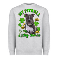 Heather Grey st patricks day my pitbuli my lucky charm Heavyweight Sweatshirt - RanaPortraitStore