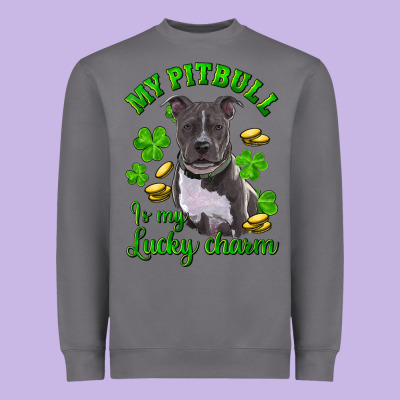St Patricks Day My Pitbuli My Lucky Charm Heavyweight Sweatshirt Designed By Ranaportraitstore