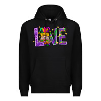 Black Mardi Gras Love With Gnome Premium Hoodie - BundleAndBundleShop