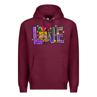 Burgundy Mardi Gras Love With Gnome Premium Hoodie - BundleAndBundleShop