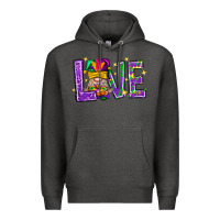 Charcoal Heather Mardi Gras Love With Gnome Premium Hoodie - BundleAndBundleShop