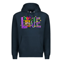 Navy Mardi Gras Love With Gnome Premium Hoodie - BundleAndBundleShop