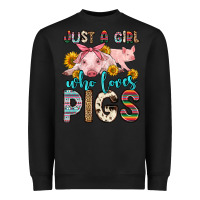 Black just a girl who loves pigs Heavyweight Sweatshirt - Zillion Design Studio