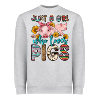Heather Grey just a girl who loves pigs Heavyweight Sweatshirt - Zillion Design Studio