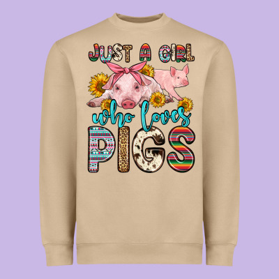 Just A Girl Who Loves Pigs Heavyweight Sweatshirt Designed By Zillion Design Studio