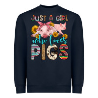 Navy just a girl who loves pigs Heavyweight Sweatshirt - Zillion Design Studio