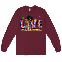 Burgundy love autism awareness Long Sleeve Tee - JahusDesignShop