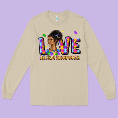 Love Autism Awareness Long Sleeve Tee Designed By Jahusdesignshop