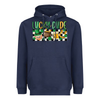 Navy lucky dude Heavyweight Hoodie - MaliasSmallBusiness