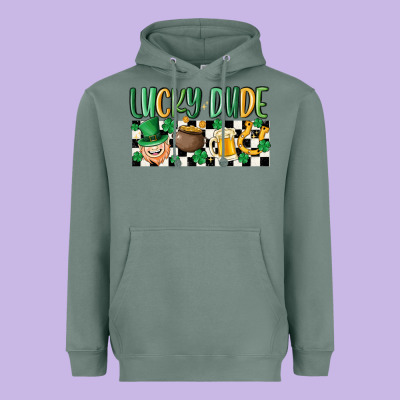 Lucky Dude Heavyweight Hoodie Designed By Maliassmallbusiness