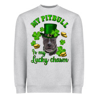 St Patricks Day My Pitbuli My Lucky Charm With Hat Heavyweight Sweatshirt | Teevron
