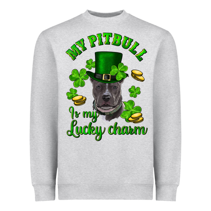 St Patricks Day My Pitbuli My Lucky Charm With Hat Heavyweight Sweatshirt by RanaPortraitStore | Teevron