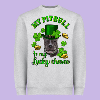 St Patricks Day My Pitbuli My Lucky Charm With Hat Heavyweight Sweatshirt Designed By Ranaportraitstore