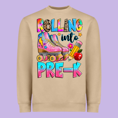 Rolling Into Pre K Grade Heavyweight Sweatshirt Designed By Texasbilliewilder