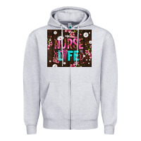 Heather Grey nurse life with pearls Zipper Hoodie - AdoDesignShop