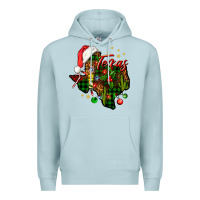 Blue Mist Christmas Western Texas Map Premium Hoodie - BundleAndBundleShop