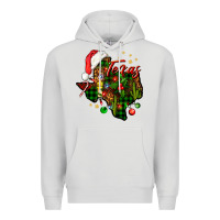 Dove Grey Christmas Western Texas Map Premium Hoodie - BundleAndBundleShop