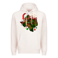 Pale Pink Christmas Western Texas Map Premium Hoodie - BundleAndBundleShop