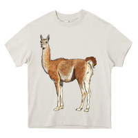 Cream guanaco llama Heavy Core Tee - LillyAllenDesigns