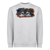Heather Grey wolf eyes american flag Heavyweight Sweatshirt - RanaPortraitStore