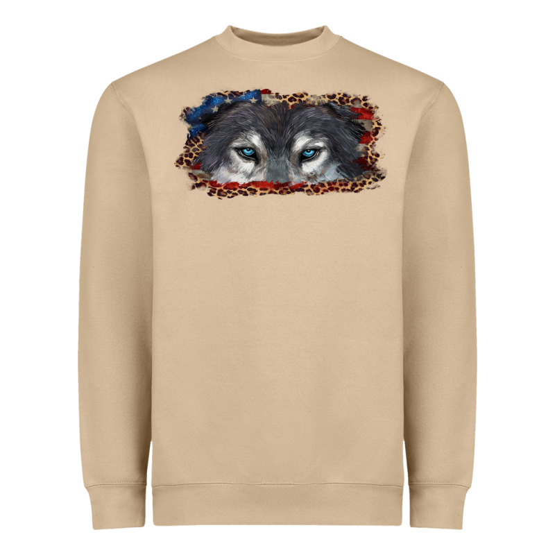 Wolf Eyes American Flag Heavyweight Sweatshirt by RanaPortraitStore | Teevron