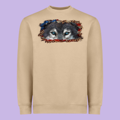 Wolf Eyes American Flag Heavyweight Sweatshirt Designed By Ranaportraitstore