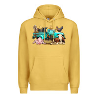 Antique Gold Farm Animals Truck Premium Hoodie - BundleAndBundleShop