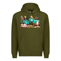 Army Green Farm Animals Truck Premium Hoodie - BundleAndBundleShop