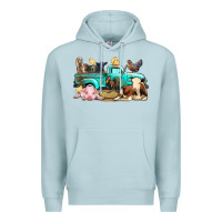 Blue Mist Farm Animals Truck Premium Hoodie - BundleAndBundleShop