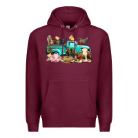 Burgundy Farm Animals Truck Premium Hoodie - BundleAndBundleShop