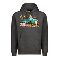 Charcoal Heather Farm Animals Truck Premium Hoodie - BundleAndBundleShop
