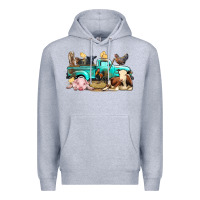 Heather Grey Farm Animals Truck Premium Hoodie - BundleAndBundleShop