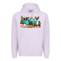 Lilac Farm Animals Truck Premium Hoodie - BundleAndBundleShop