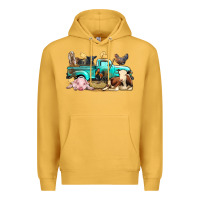 Mustard Farm Animals Truck Premium Hoodie - BundleAndBundleShop