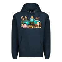 Navy Farm Animals Truck Premium Hoodie - BundleAndBundleShop