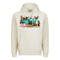 Oatmeal Heather Farm Animals Truck Premium Hoodie - BundleAndBundleShop