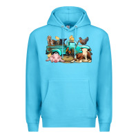 Ocean Blue Farm Animals Truck Premium Hoodie - BundleAndBundleShop