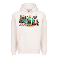 Pale Pink Farm Animals Truck Premium Hoodie - BundleAndBundleShop
