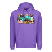Purple Farm Animals Truck Premium Hoodie - BundleAndBundleShop