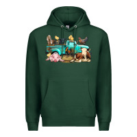 Sports Green Farm Animals Truck Premium Hoodie - BundleAndBundleShop