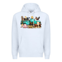 White Farm Animals Truck Premium Hoodie - BundleAndBundleShop