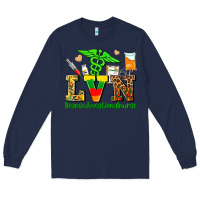 Navy lvn juneteenth licensed vocational nurse with croc Long Sleeve Tee - AdoDesignShop