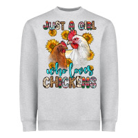 Heather Grey just a girl who loves chickens Heavyweight Sweatshirt - Zillion Design Studio