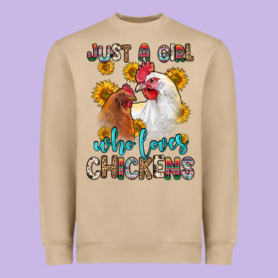 Just A Girl Who Loves Chickens Heavyweight Sweatshirt Designed By Zillion Design Studio