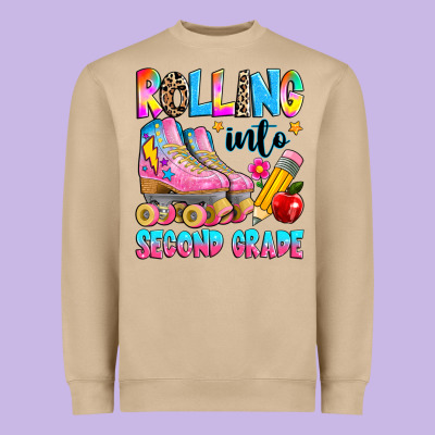 Rolling Into Second Grade Heavyweight Sweatshirt Designed By Texasbilliewilder