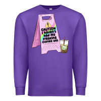 Purple caution i haven't had my coffee yet Premium Sweatshirt - MaliasSmallBusiness